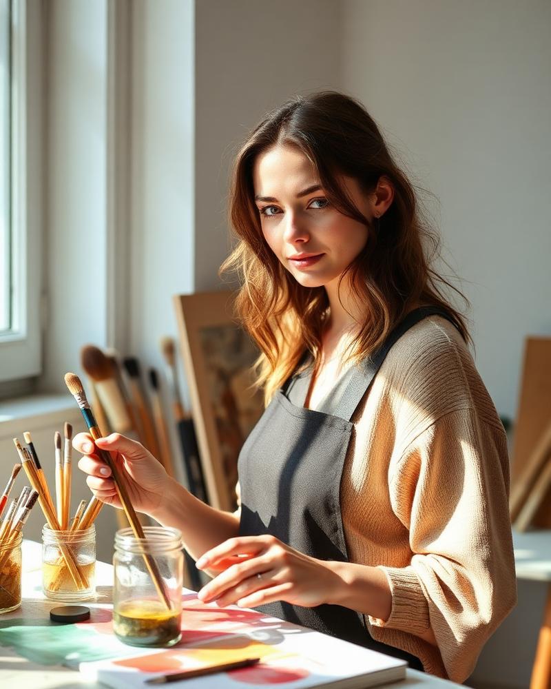 Artist Elena Voss in her Berlin studio